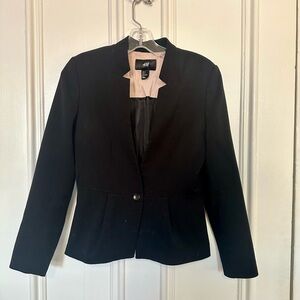 H&M Black Blazer Tailored Fit Notched Lapels